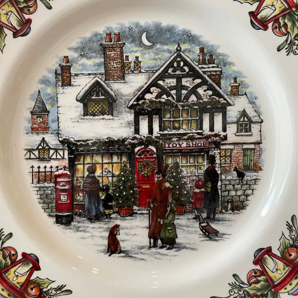 Royal Stafford TOY SHOP Dinner Plate 11in Set of 4 Christmas Holiday New